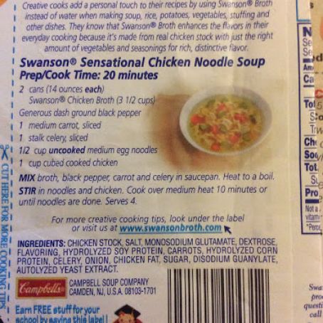 Swanson Sensational Chicken Noodle Soup Recipe 5 5