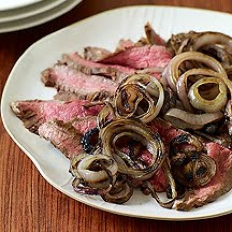 Grilled Flank Steak with Onions  