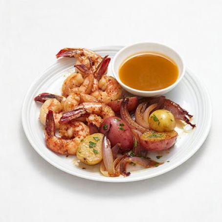 Grilled Beer and Butter Shrimp With Potatoes