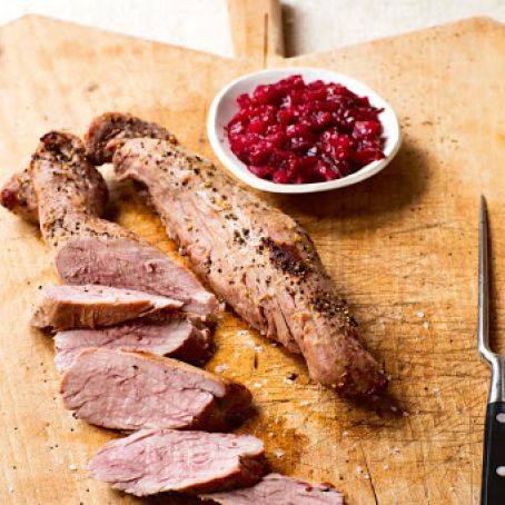 Cider Roasted Pork Tenderloins with Plum Chutney