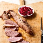 Cider Roasted Pork Tenderloins with Plum Chutney