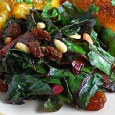 Sauteed Swiss Chard with Raisins and Almonds