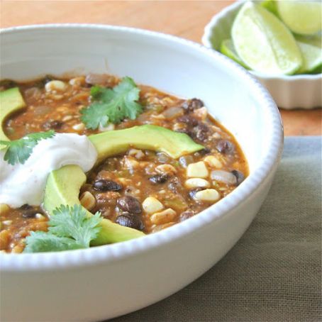 BLACK BEAN TOMATILLO AND CORN SOUP