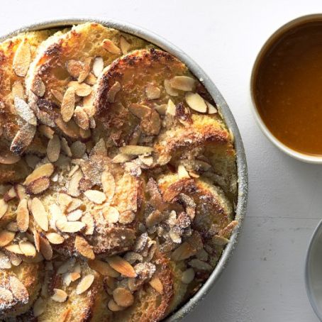 Almond Bread Pudding with Salted Caramel Sauce