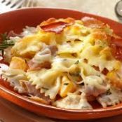 Baked Farfalle with Prosciutto and Mushrooms