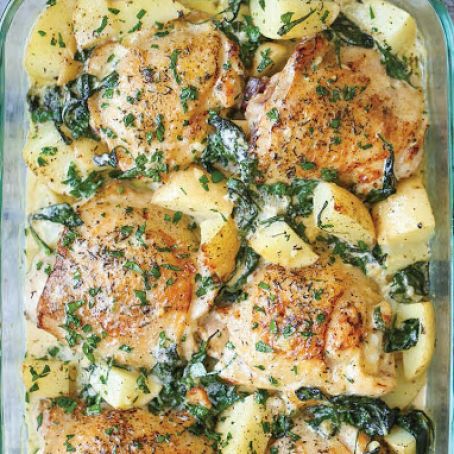 Chicken and Potatoes with Garlic Parmesan Cream Sauce