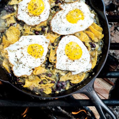 Chilaquiles with Blistered Tomatillo Salsa and Eggs
