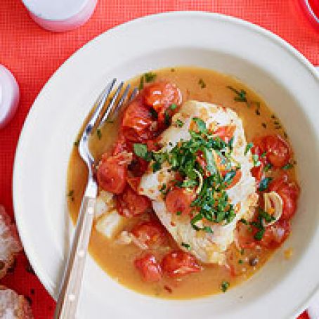 Sicilian-Style Saffron Cod with Burst Tomatoes