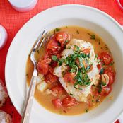 Sicilian-Style Saffron Cod with Burst Tomatoes