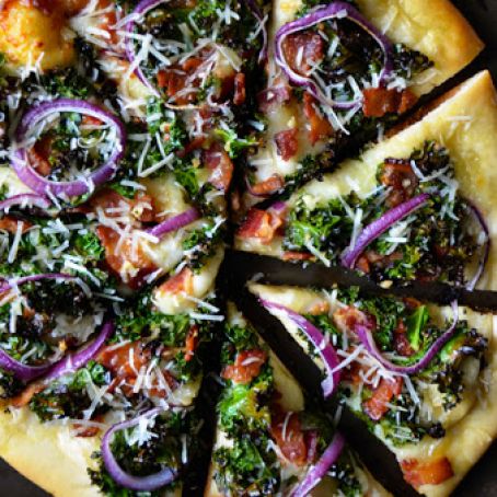 Garlicky Kale and Bacon Pizza