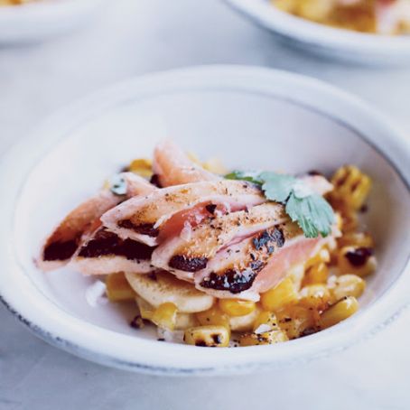 Mini Corn Cakes with Seared Salmon