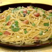 Mario Batali's Spaghettini with Peas and Pancetta