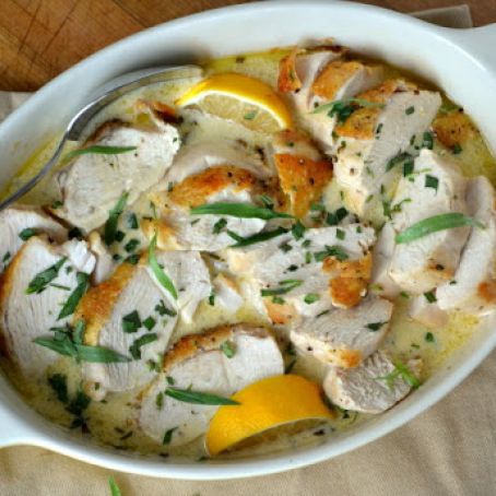 Chicken Breasts Roast with Tarragon and Mustard Sauce