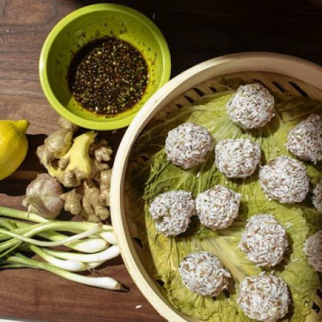 Pearl Rice Balls With Ginger-Soy Dipping Sauce
