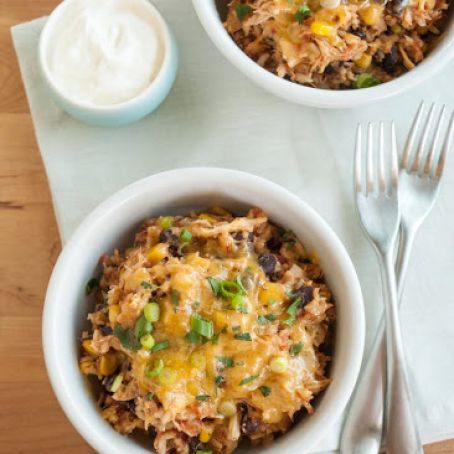 Slow Cooker Chicken Burrito and Brown Rice Bowl
