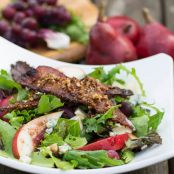Apple and Pear Salad with Maple Pecan Bacon and Cranberry Vinaigrette - Spicy Southern Kitchen
