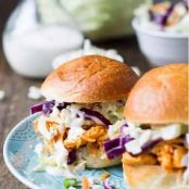 Buffalo Chicken Sliders with Bleu Cheese Slae