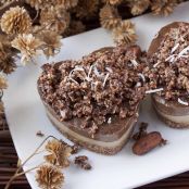 Chocolate Caramel Valentines Hearts with a Chocolate Coconut Streusel - raw vegan