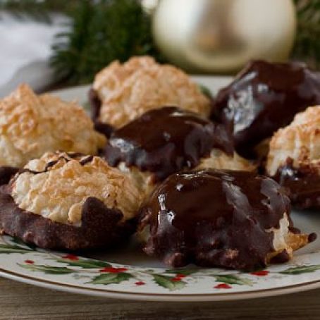 Coconut Macaroons Dipped in Chocolate