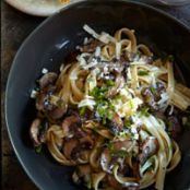 Fettuccine with Mushrooms, Tarragon, and Goat-Cheese Sauce