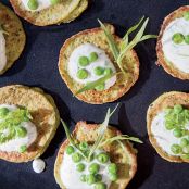 Mini Pea Pancakes with Herbed Yogurt