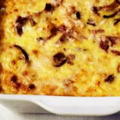 Corn Pudding with Mushrooms and Ham