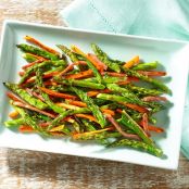 Roasted Asparagus and Carrots with Crispy Serrano Ham