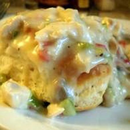 Chicken a la King on Herb Biscuits