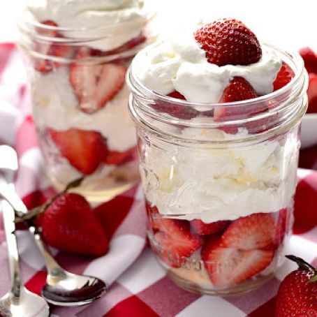 Strawberry Angel Food Cake Jars