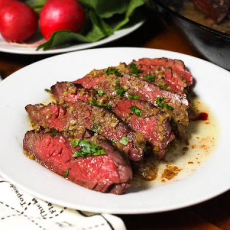Hanger Steak With Bagna Cauda Pan Sauce