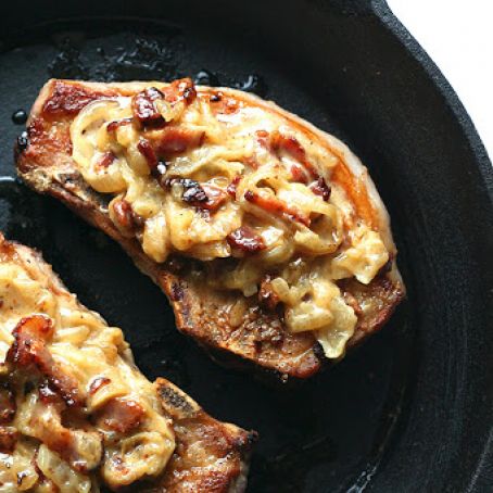 Caramelized Onion & Bacon Smothered Pork Chops
