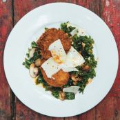 Black-Eyed Pea Cakes with Kale Salad and Mushroom Vinaigrette