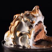 Baked Alaska with Chocolate Cake and Chocolate Ice Cream