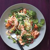 Fish - Salmon Fried Rice with Cabbage and Chillies