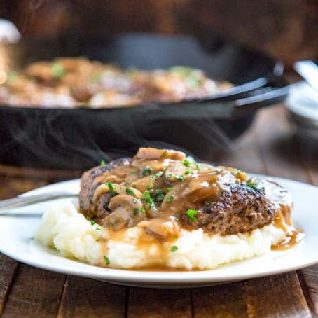 SALISBURY STEAK WITH MUSHROOM GRAVY