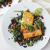 Fried Black Rice with Ginger Tofu and Spinach