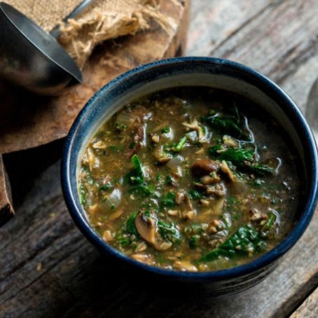 Mushroom-Spinach Soup with Middle Eastern Spices