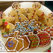 Gingerbread People Holiday cookie projects: White snowflakes, dreidel trios, and ornaments