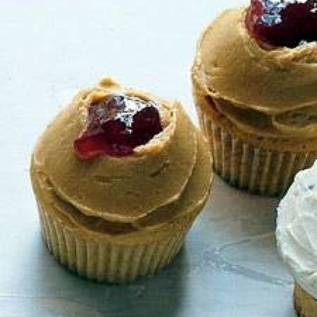 Peanut Butter Cupcakes with Peanut Butter Frosting and Jelly