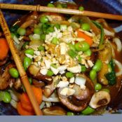 Udon Noodles with Shiitake and Button Mushrooms