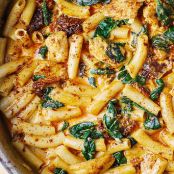 Asiago Chicken Pasta with Sun-Dried Tomatoes and Spinach