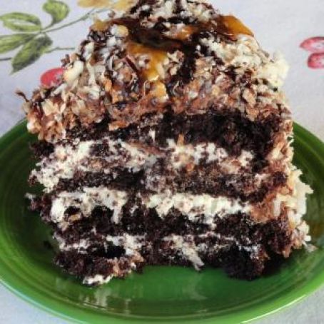 Chocolate-Caramel-Coconut Cake