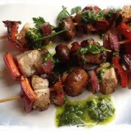 Flat Belly- Halibut Kebabs w/Pepper Dressing