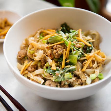 Spicy Ginger Pork Noodles With Bok Choy