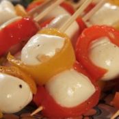 Roasted Pepper and Mozzarella Skewers