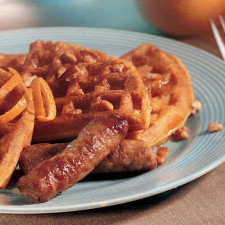 Pumpkin Waffles with Maple-Apple Syrup