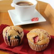 Reduced Fat Blueberry-Strawberry Muffins