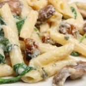 Pasta with Mushrooms Spinach and Walnuts
