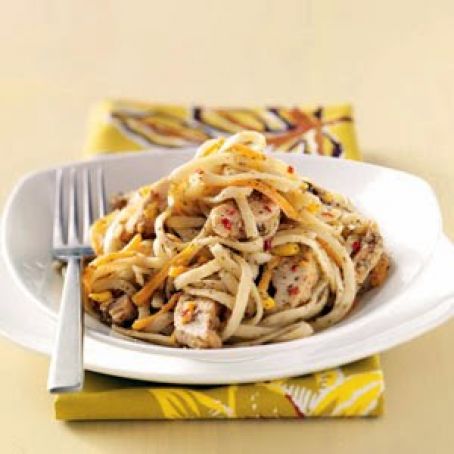 Linguine Pesto with Italian Chicken Strips