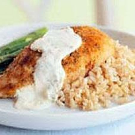 Parmesan-Crusted Chicken in Cream Sauce